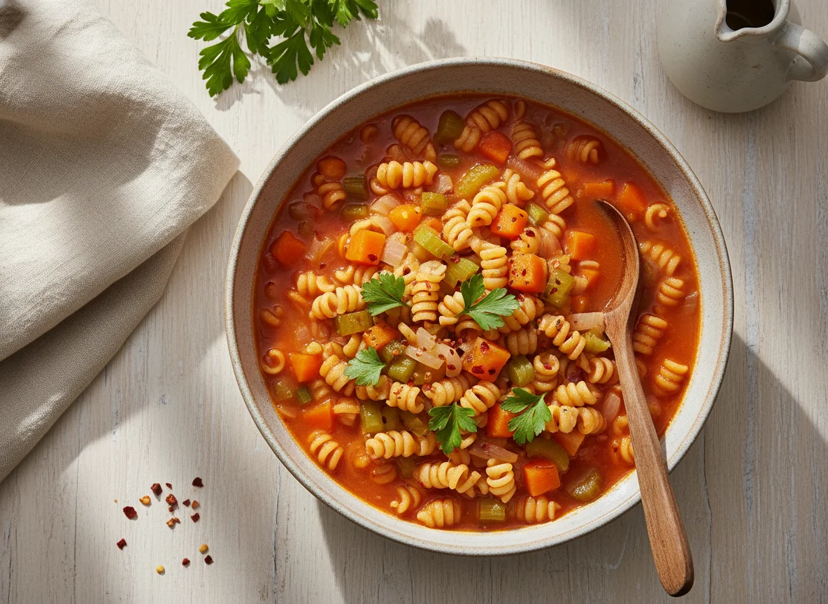 Sopa de fideo con verduras photo