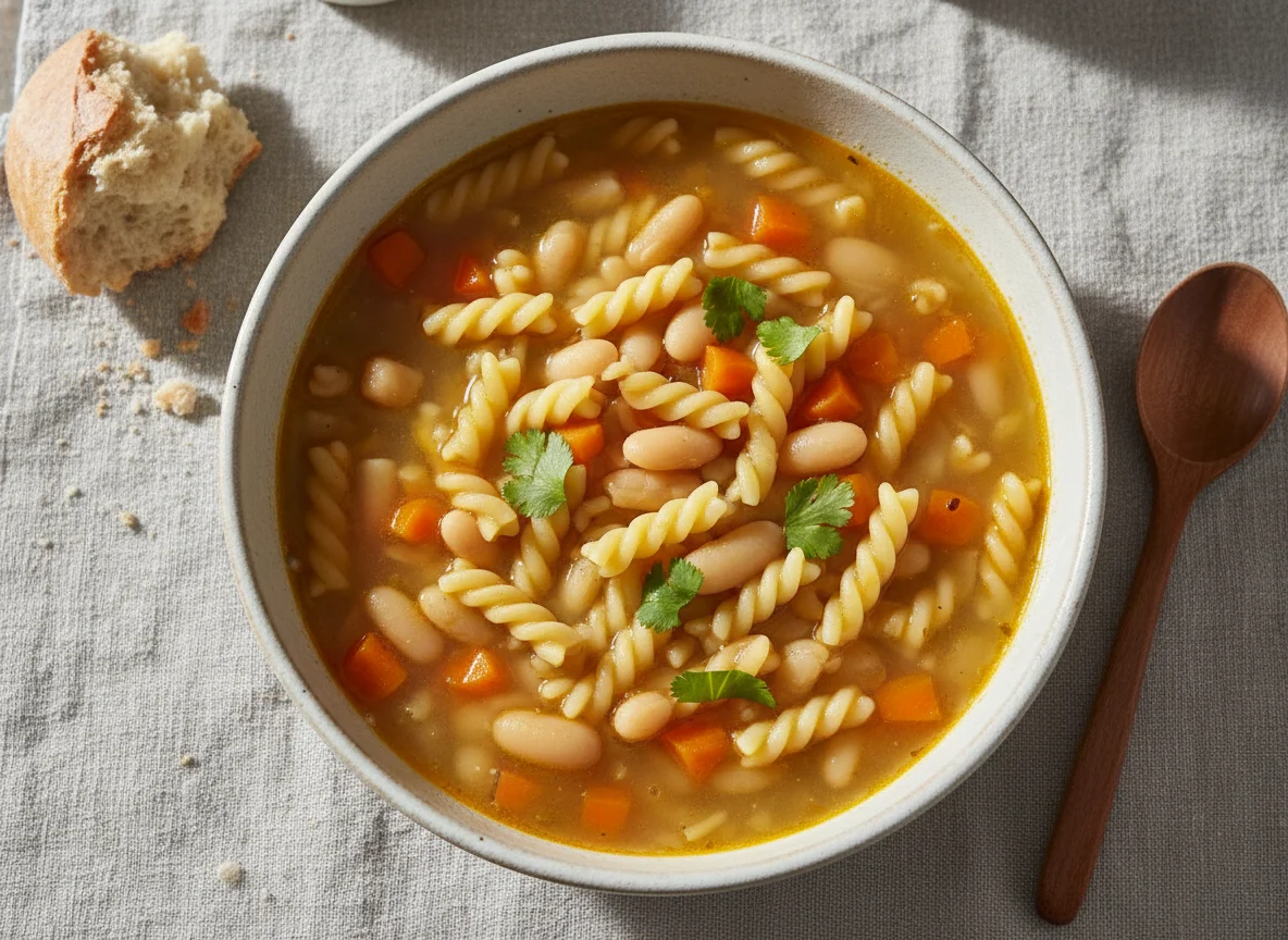 Sopa de fideos con porotos photo