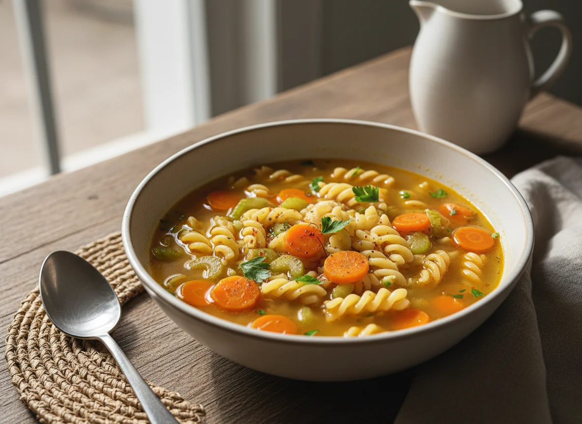 Sopa de fideos con verduras photo