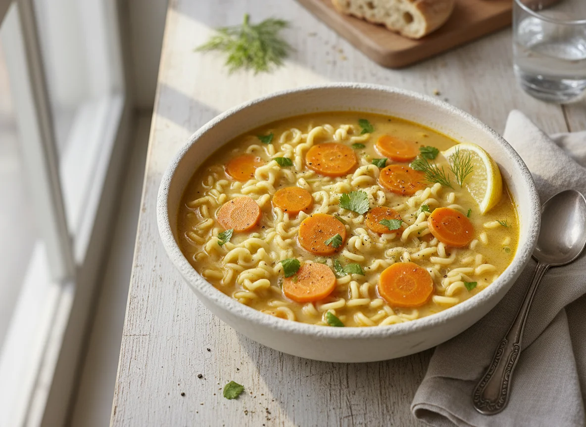 Sopa de fideos con zanahoria photo