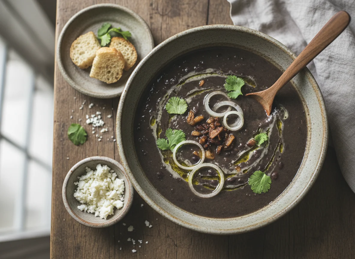 Sopa de frijoles negros photo