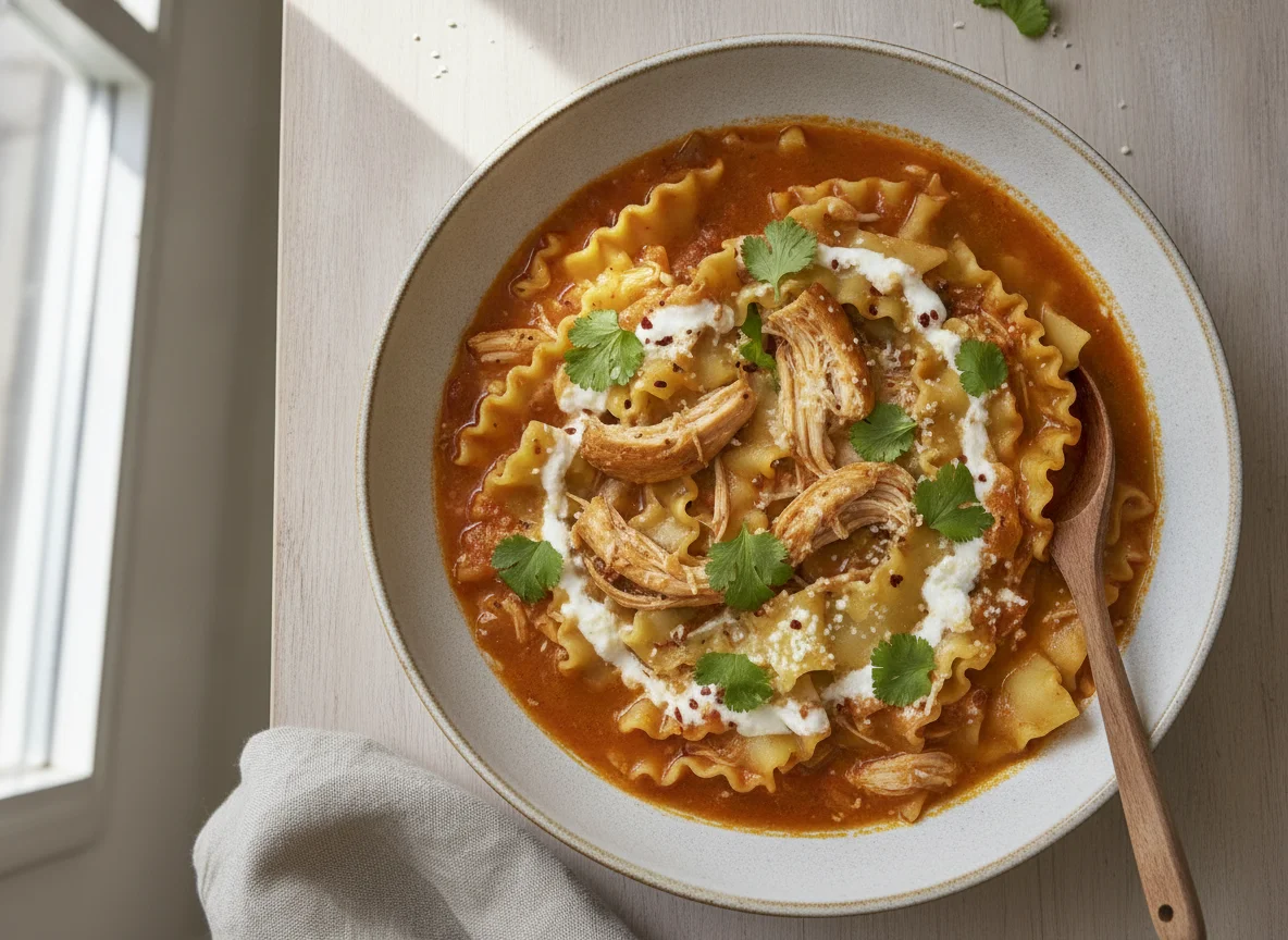 Sopa de lasaña de pollo photo