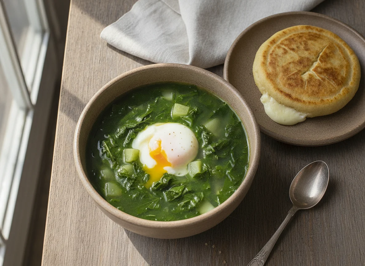 Sopa de Mora con Huevo y Pupusa de Queso photo