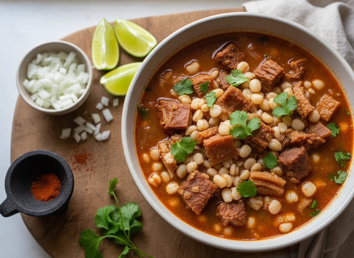 Sopa de pancita con maíz photo