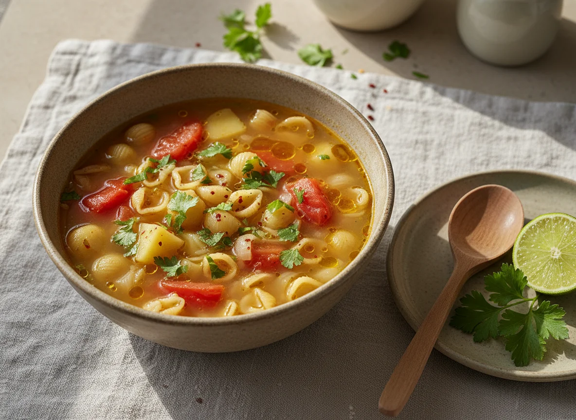 Sopa de pasta con verduras photo