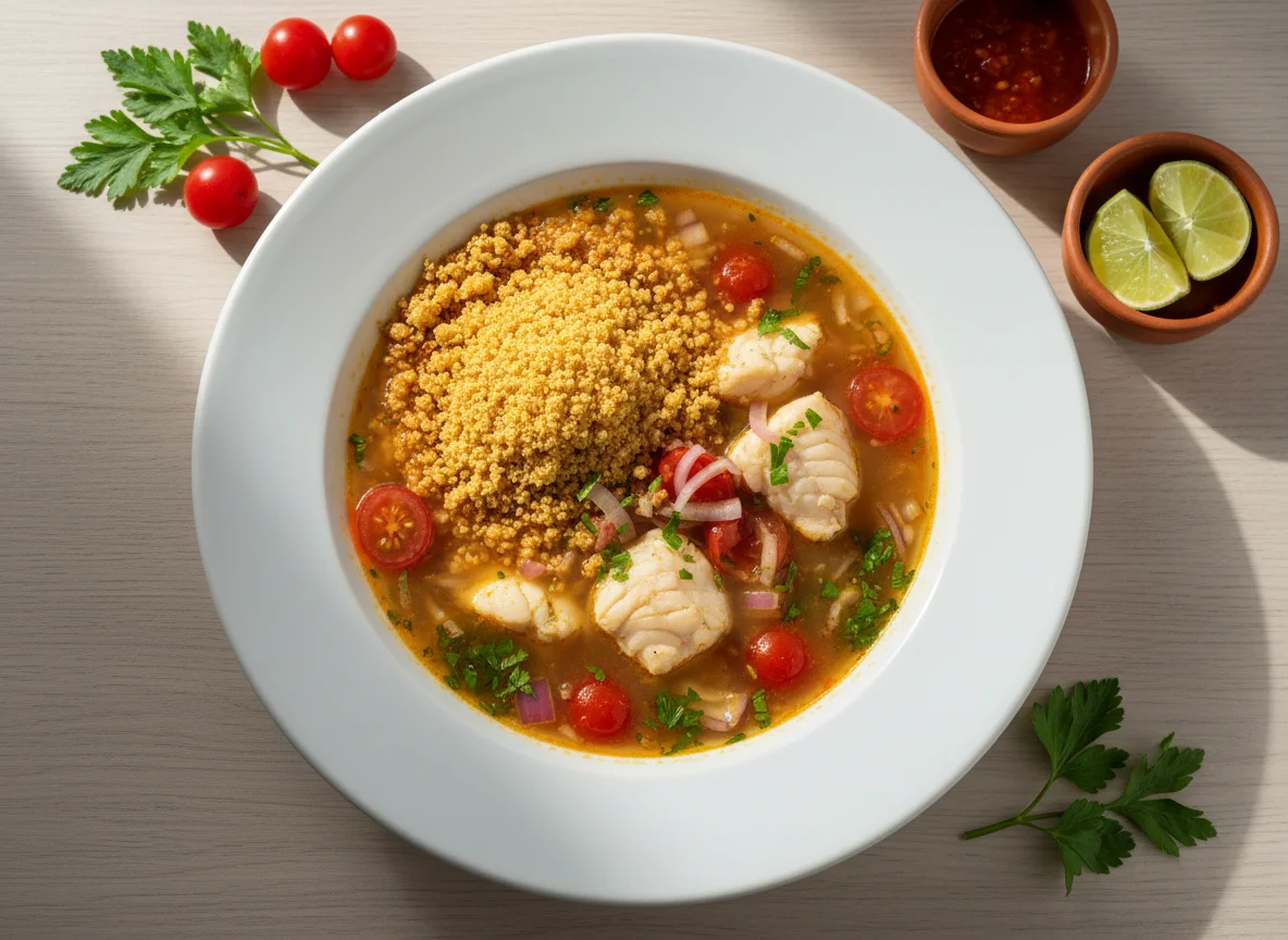 Sopa de pescado con farofa photo