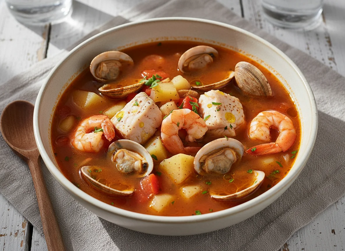 Sopa de pescado y marisco photo