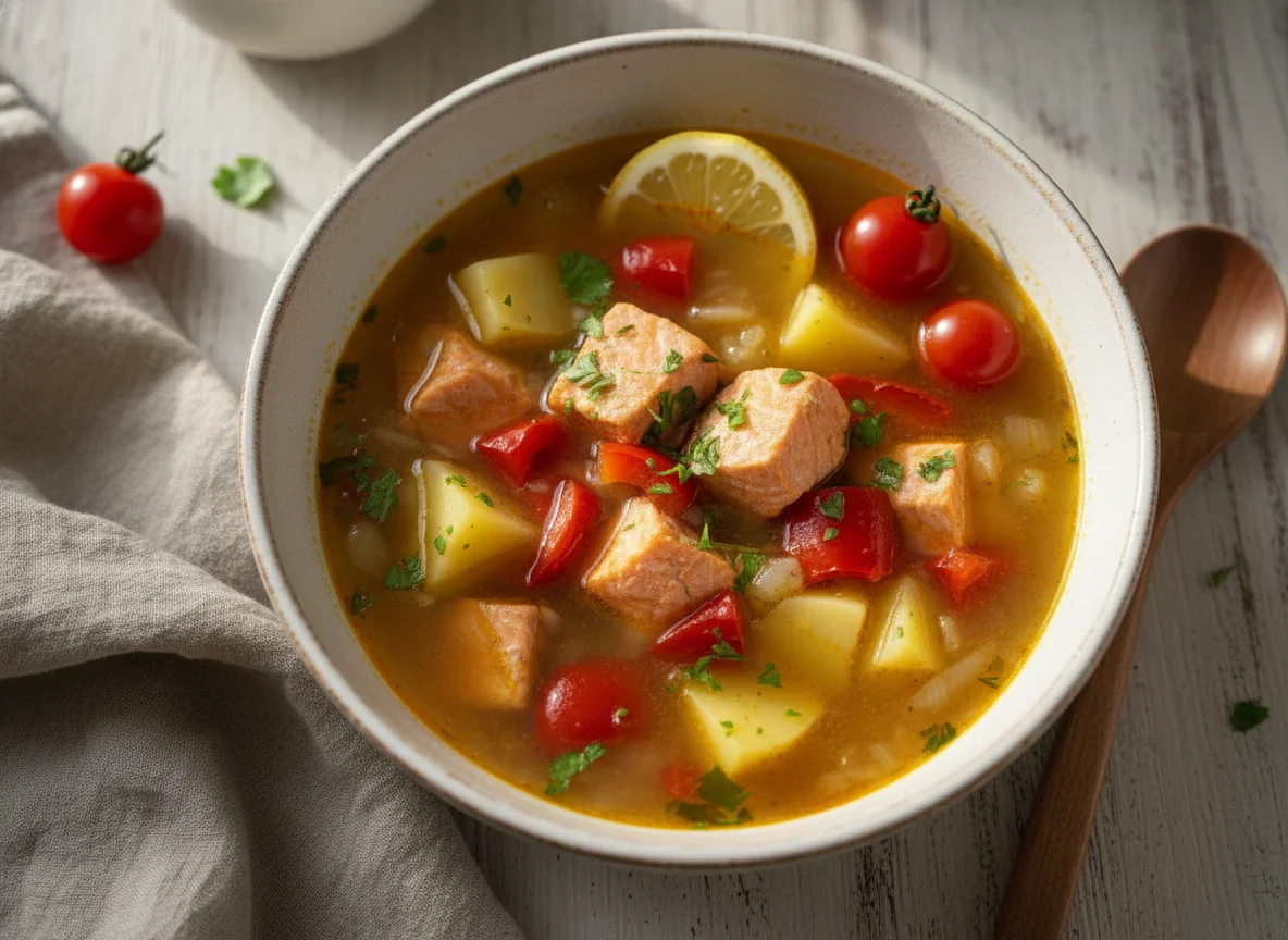 Sopa de pescado y patatas photo