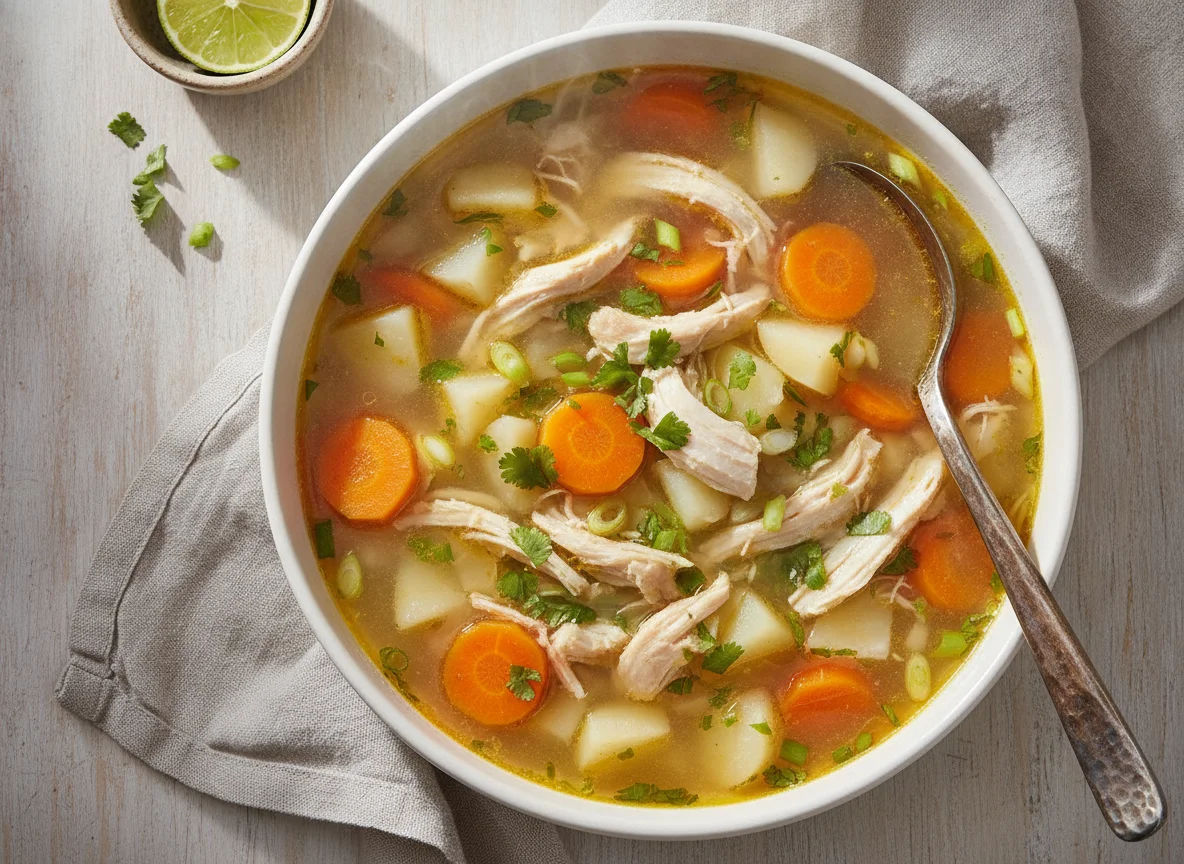 Sopa de pollo con papa photo