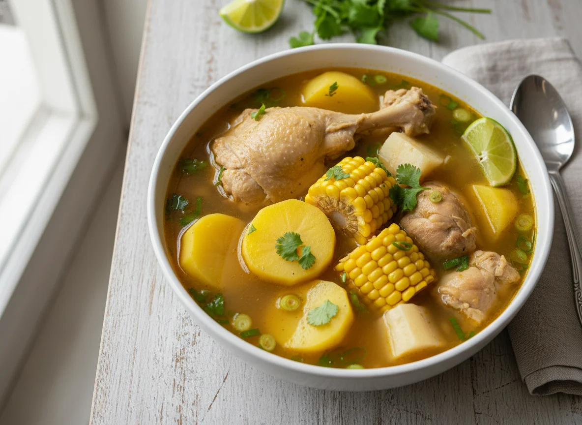 Sopa de pollo con vegetales photo