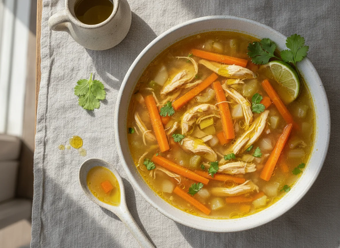 Sopa de pollo con zanahoria photo