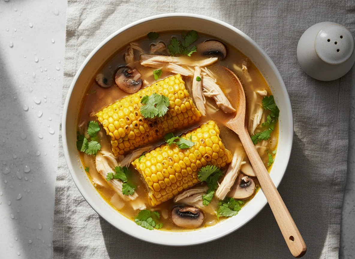 Sopa de pollo y maíz photo
