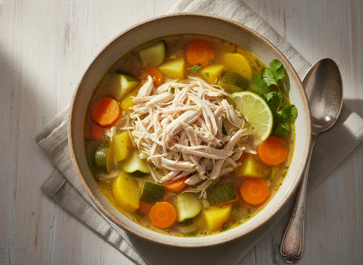 Sopa de pollo y verduras photo