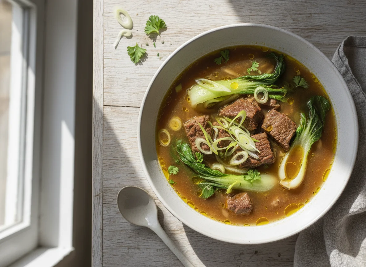 Sopa de ternera con verduras photo