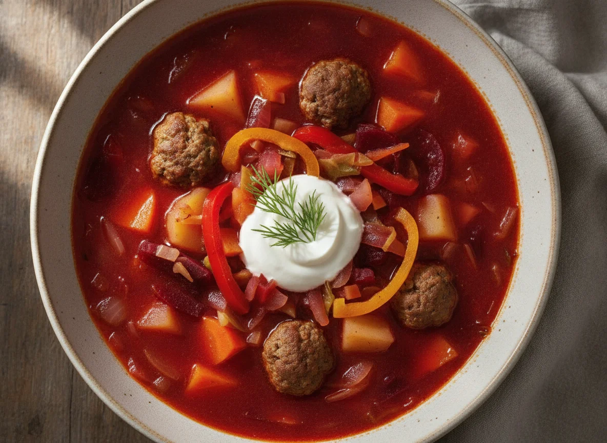 Sopa de verduras Borsch Rojo photo