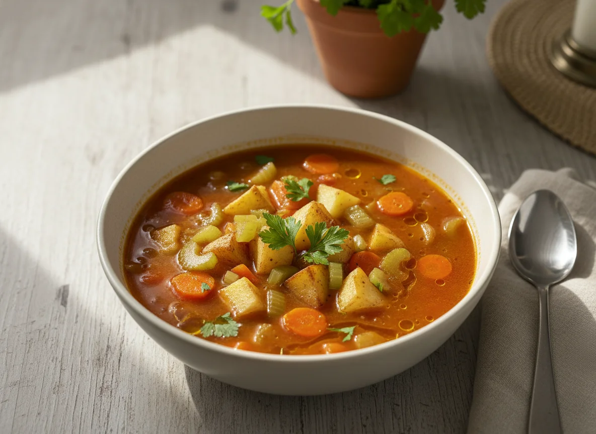 Sopa de verduras con papa photo