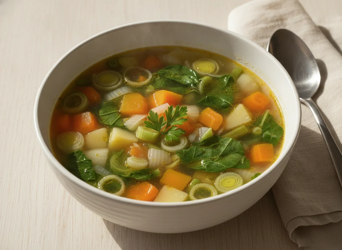 Sopa de verduras picadas photo
