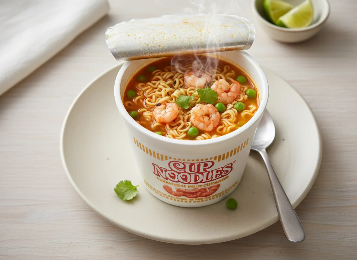 Sopa instantánea Cup Noodles con Camarón photo