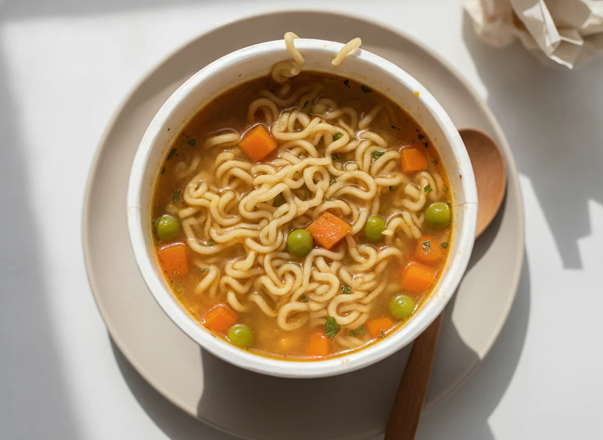 Sopa instantánea en vaso photo