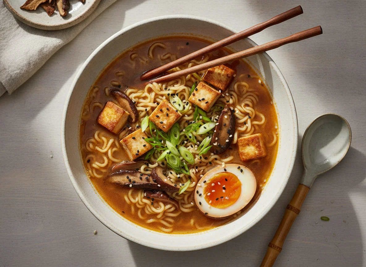Sopa Ramen con Tofu y Champiñones photo