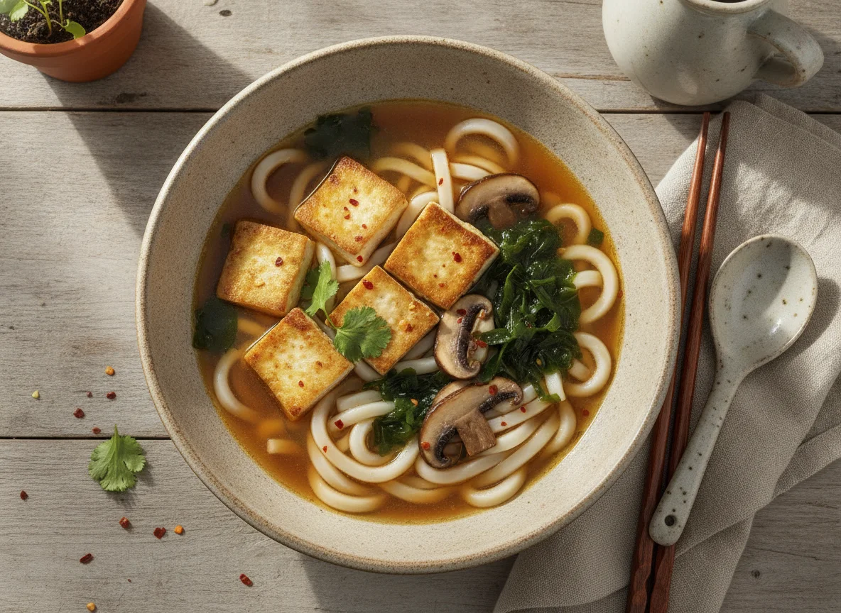 Sopa Udon con Tofu y Algas photo