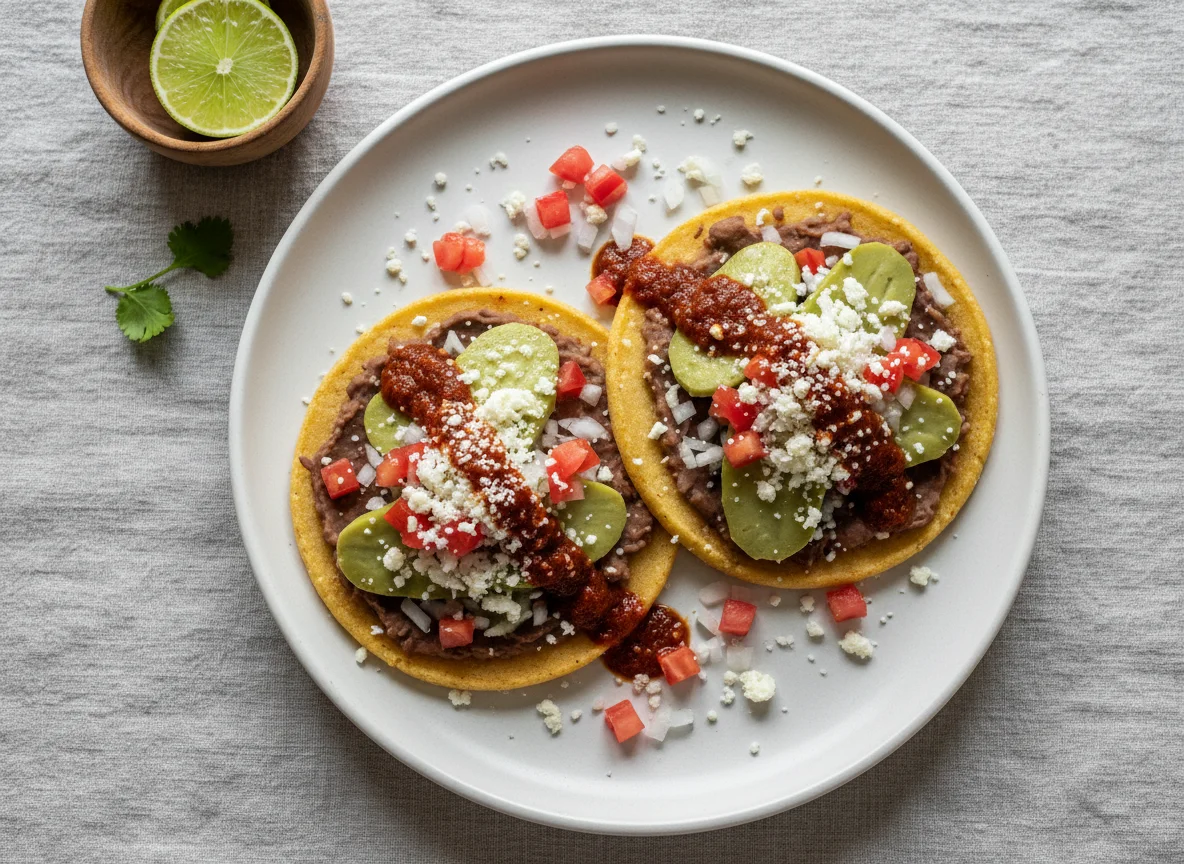 Sope con frijoles y nopales photo