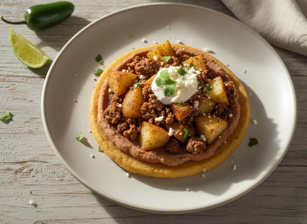 Sope con papa y carne molida photo