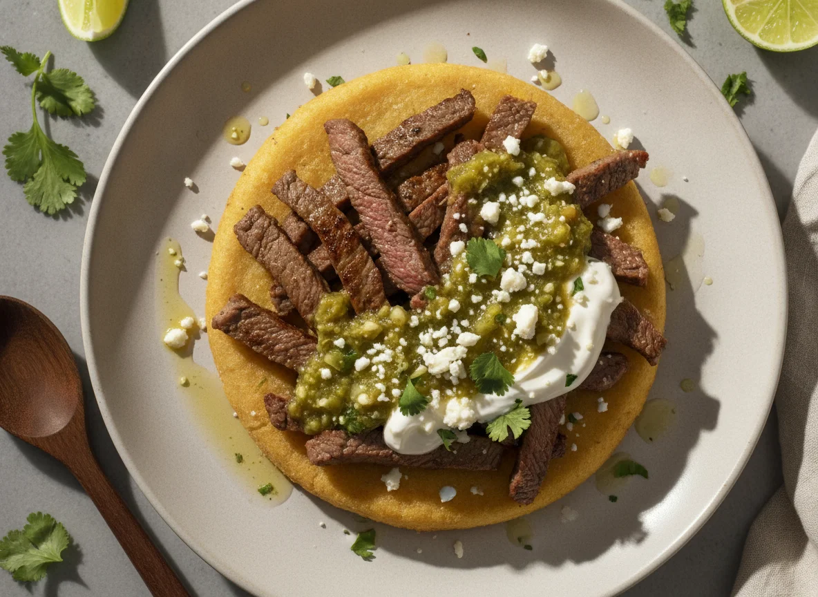 Sope de bistec con salsa verde photo