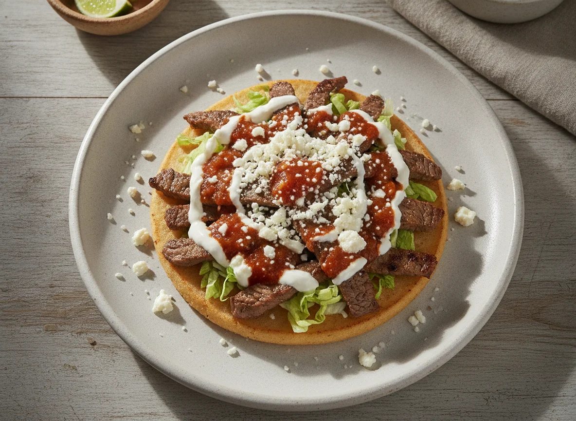 Sope de carne con crema y queso photo