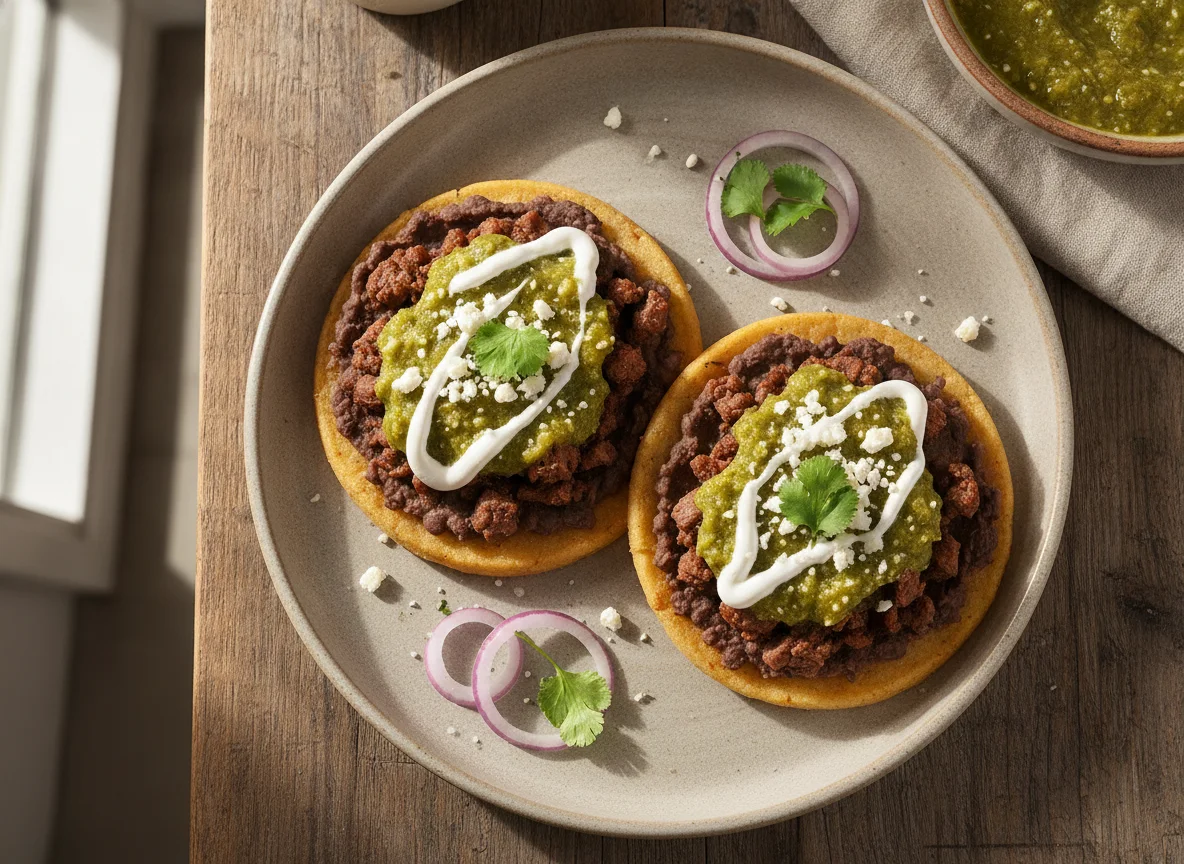 Sope de carne con salsa verde photo