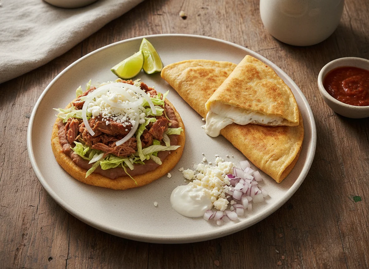 Sope de carne y Quesadilla frita photo