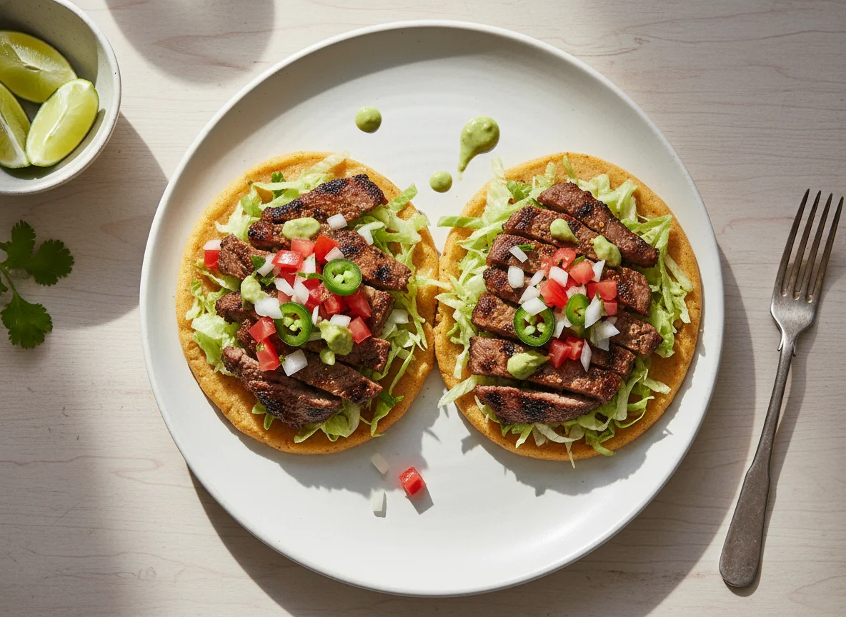 Sopes con carne asada y pico de gallo photo