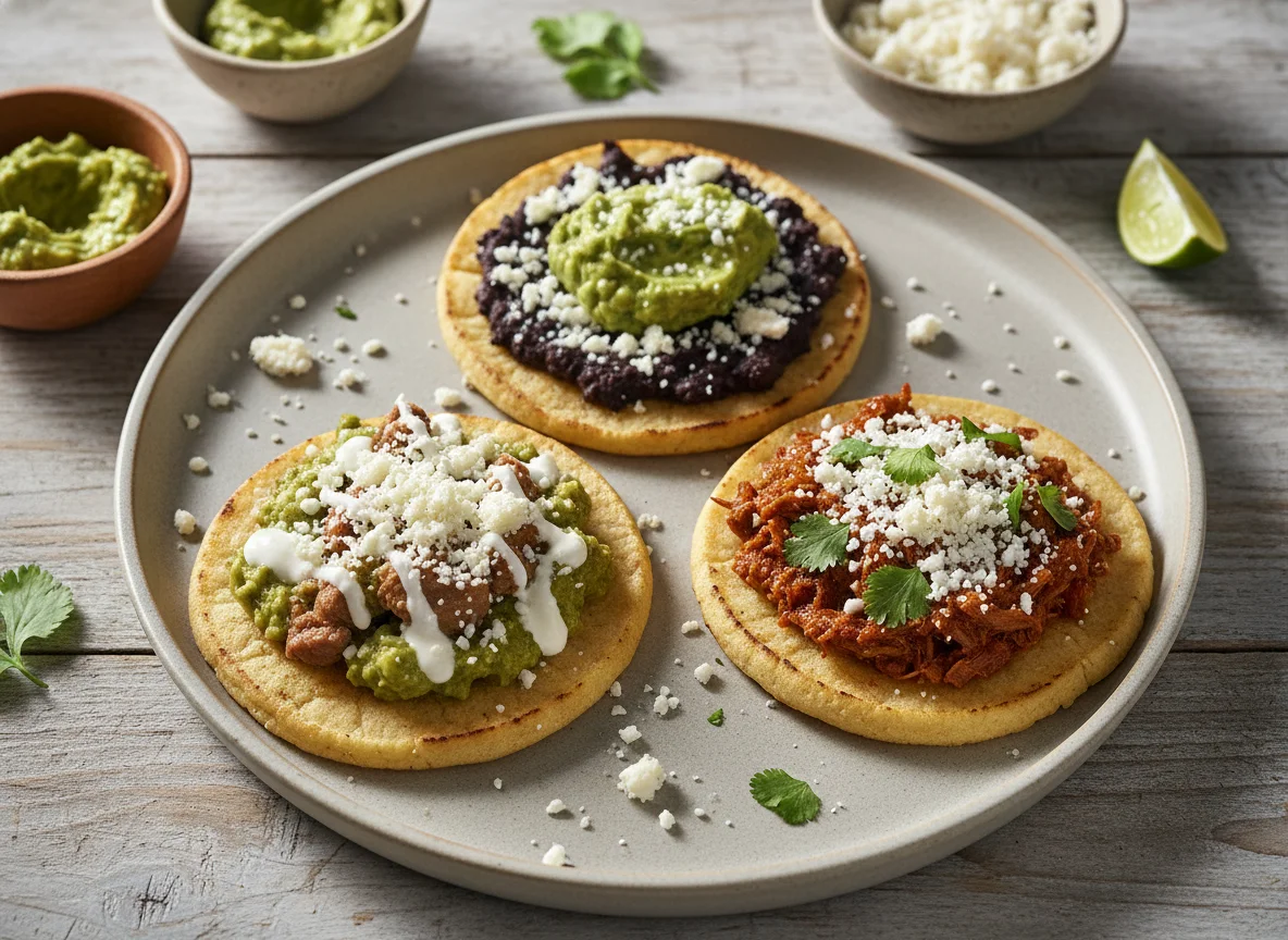 Sopes con guisado y queso photo
