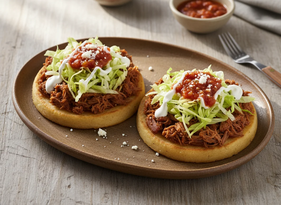 Sopes de carne deshebrada photo