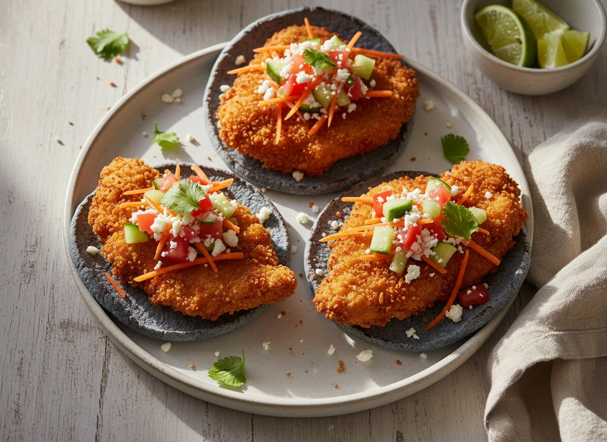 Sopes de pollo empanizado con ensalada photo