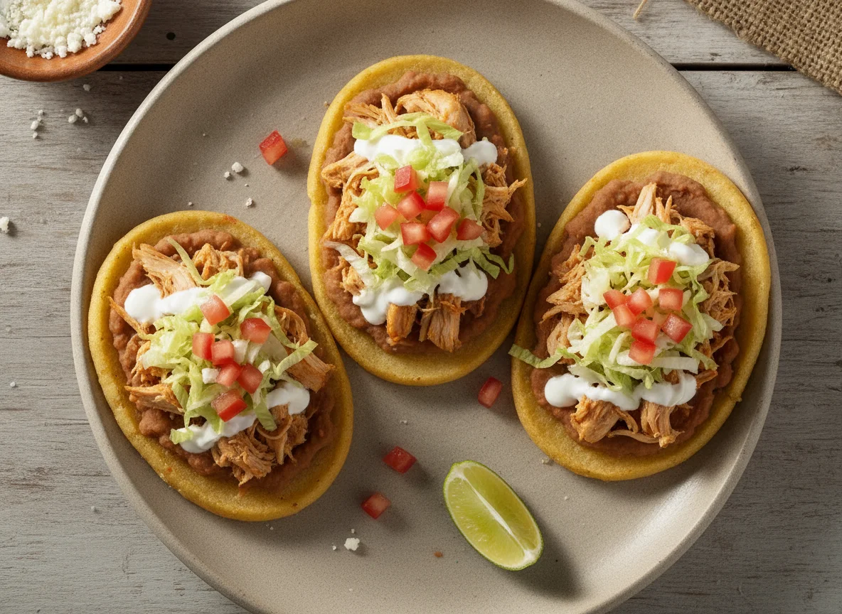 Sopes de pollo y frijoles photo