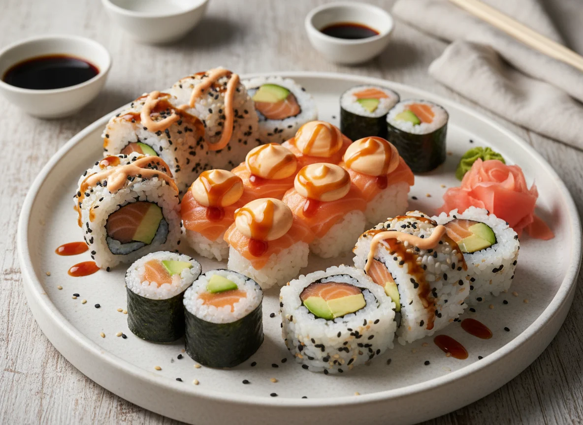 Surtido de sushi de salmón photo