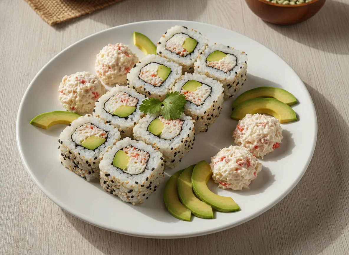 Sushi con surimi y aguacate photo