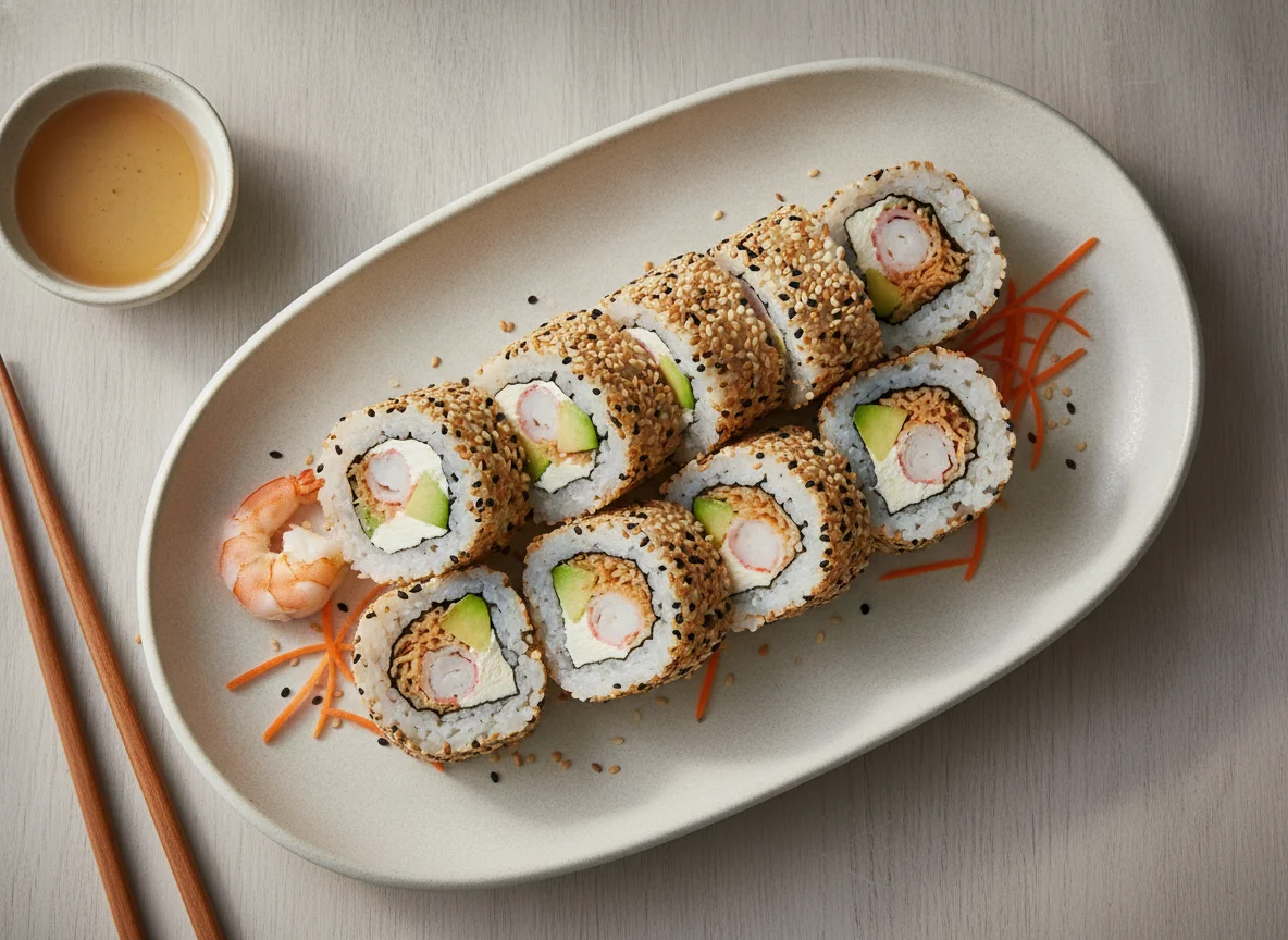 Sushi roll con aguacate y surimi photo