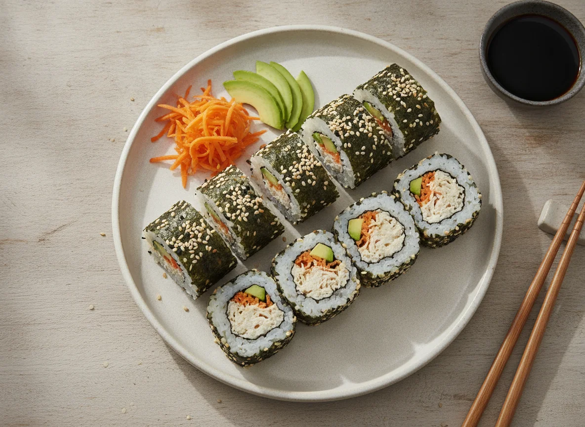 Sushi Roll con Aguacate y Zanahoria Rallada photo