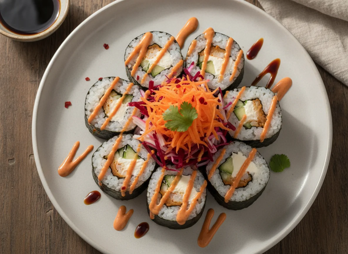 Sushi Roll con Ensalada de Zanahoria y Aderezos photo
