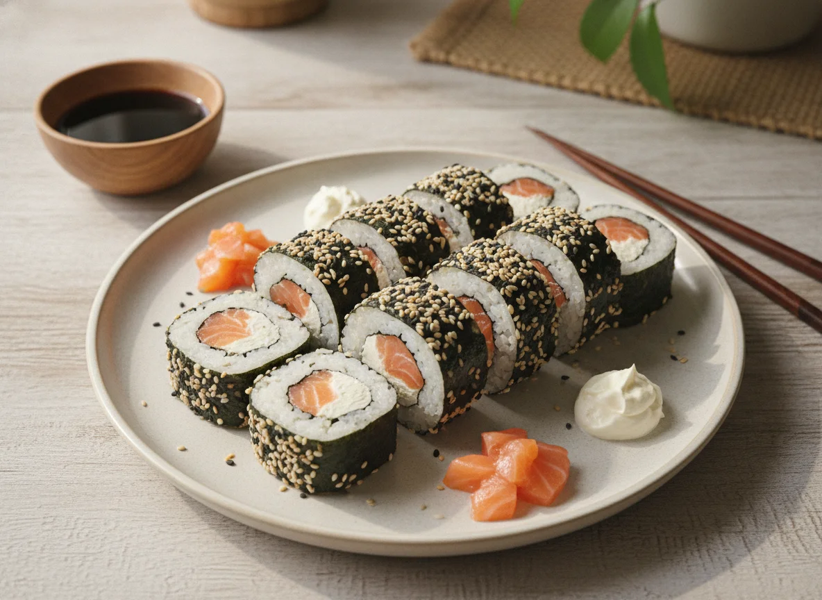 Sushi Roll con Salmón y Queso Crema photo