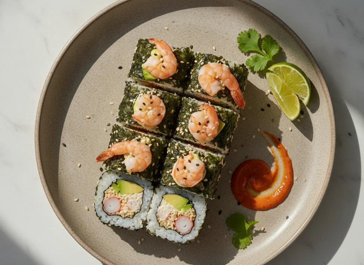 Sushi roll con surimi y aguacate photo