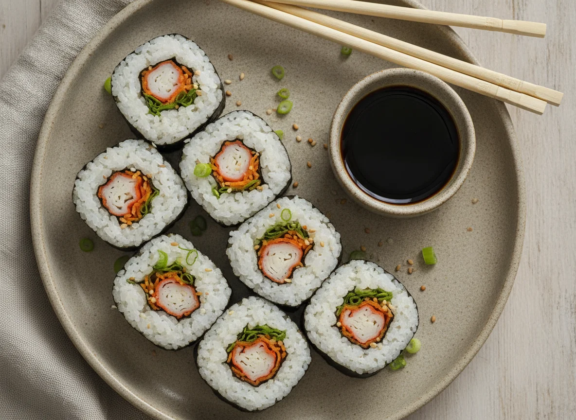 Sushi roll con surimi y zanahoria photo