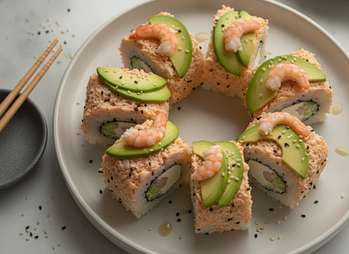 Sushi Roll con Topping de Surimi y Aguacate photo