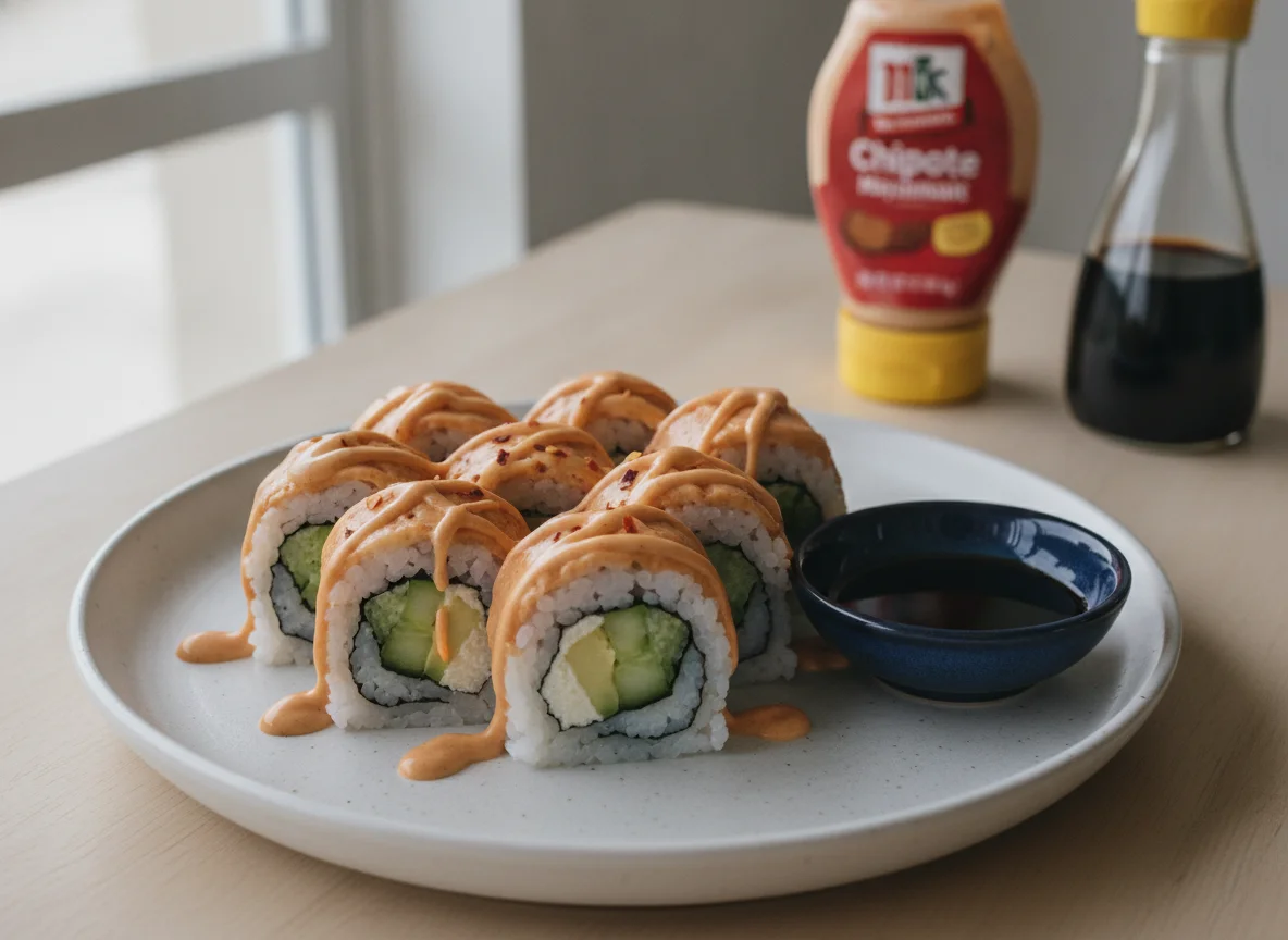 Sushi Roll de Aguacate y Pepino con Mayonesa de Chipotle photo