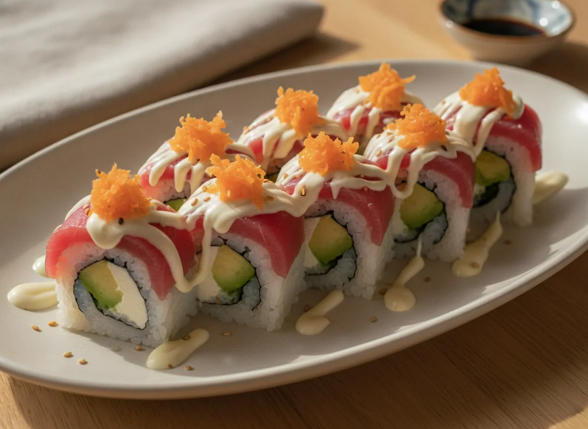 Sushi Roll de Atún con Salsa Blanca y Zanahoria photo