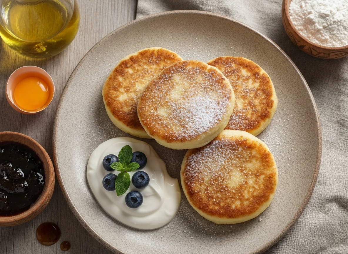 Syrniki (tortitas de requesón rusas) photo