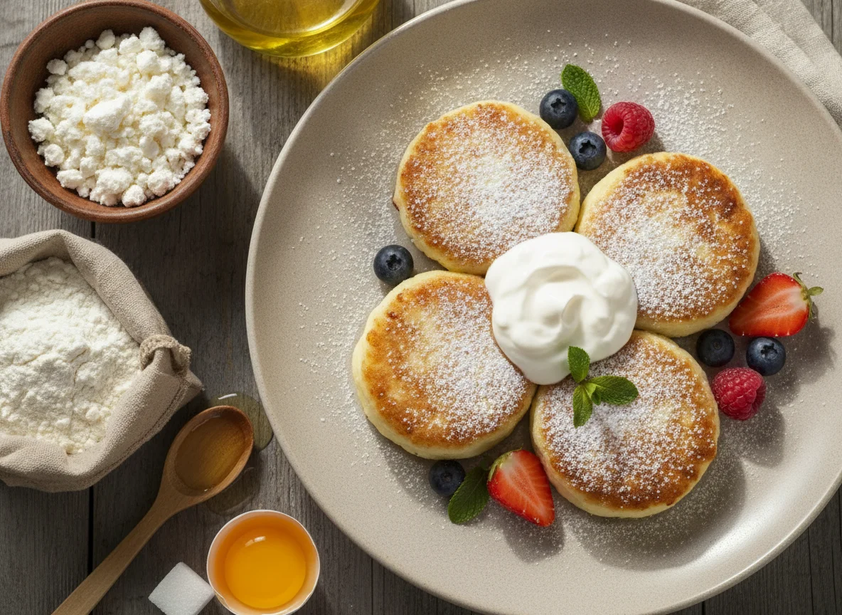 Syrniki (Tortitas de requesón) photo