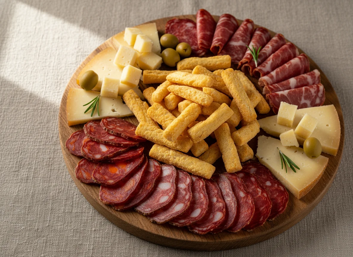 Tabla de embutidos y queso con picos photo